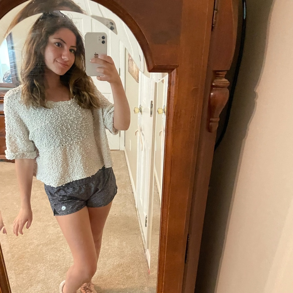 Cute beige and white summer sweater